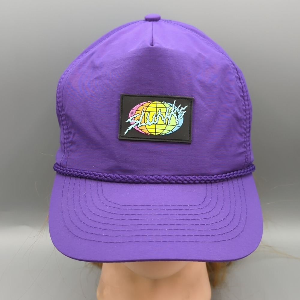 Slunks Swimwear Nylon Snapback Rope Hat Cap Purple Beach Life Cobra